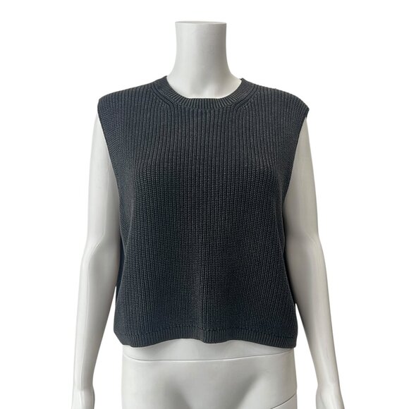 AllSaints Gray Knit Cropped Tee Cotton Sweater Vest size XS - Picture 1 of 8